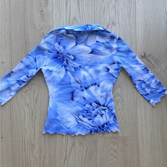 Vintage TFNC London Y2K Mesh Blue Floral Top - Picture 6 of 8